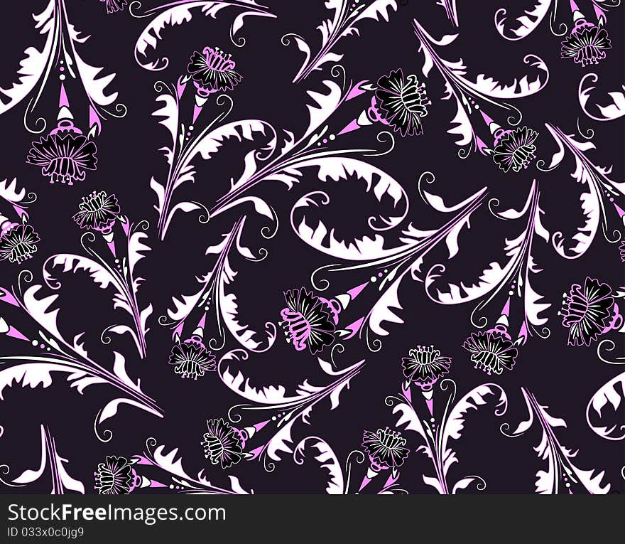 Green seamless vector texture with flower. Green seamless vector texture with flower