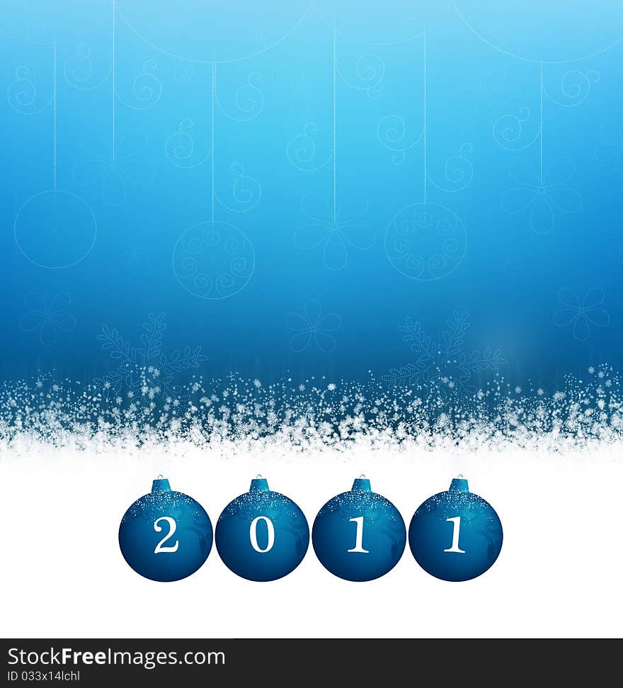 New Year's blue background with balls and snowflakes. New Year's blue background with balls and snowflakes