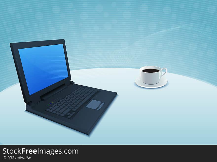 Laptop with coffee