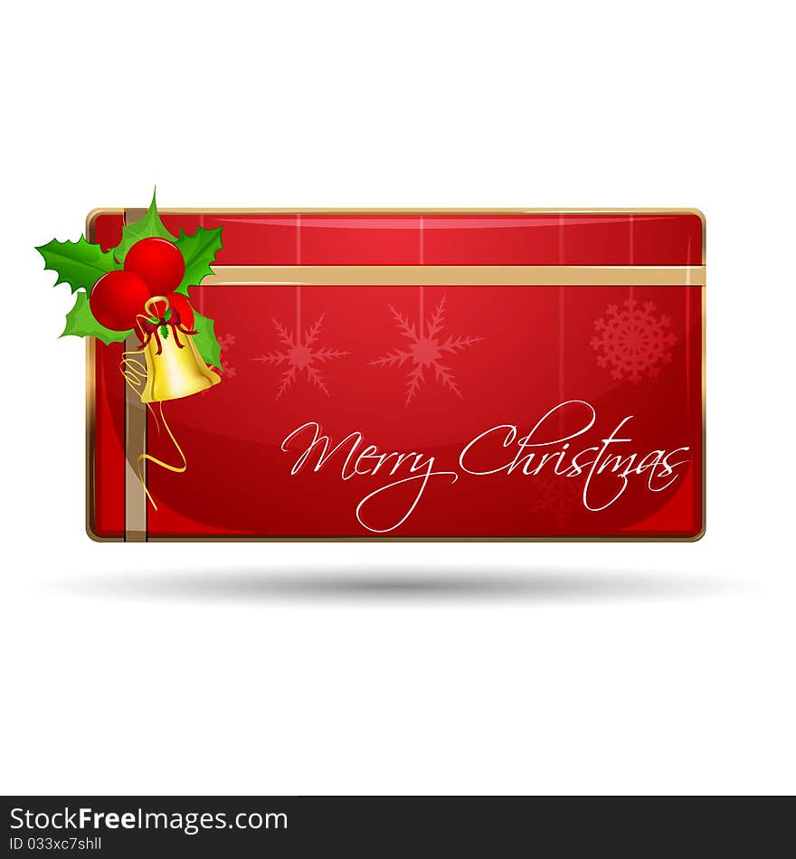 Illustration of merry christmas gift on white background