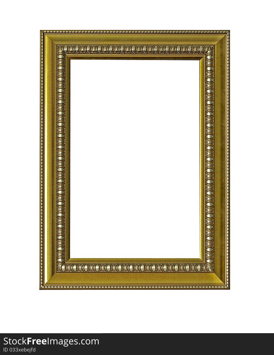 Gold classic frame isolate on whit background