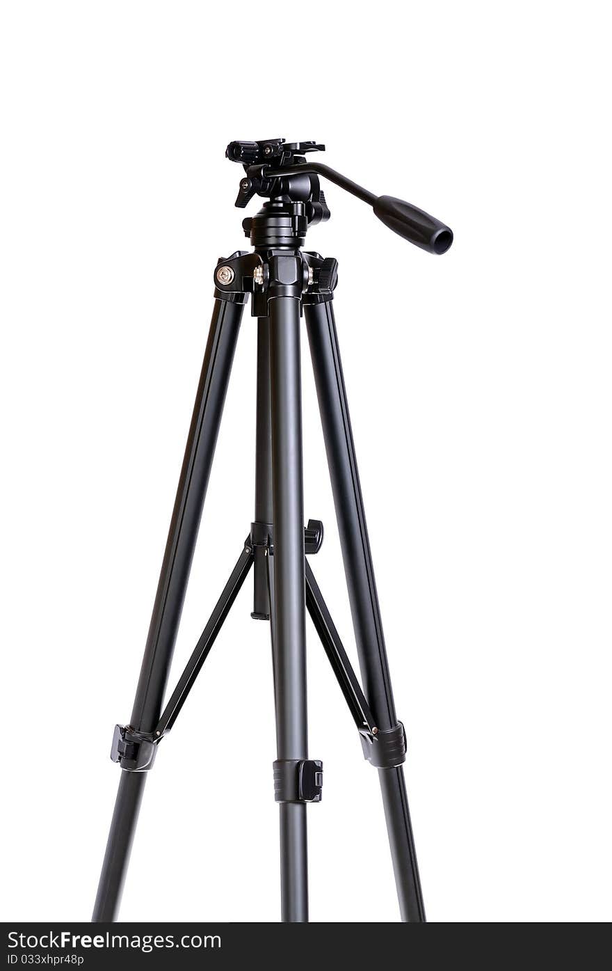 Photo- video tripod over white background