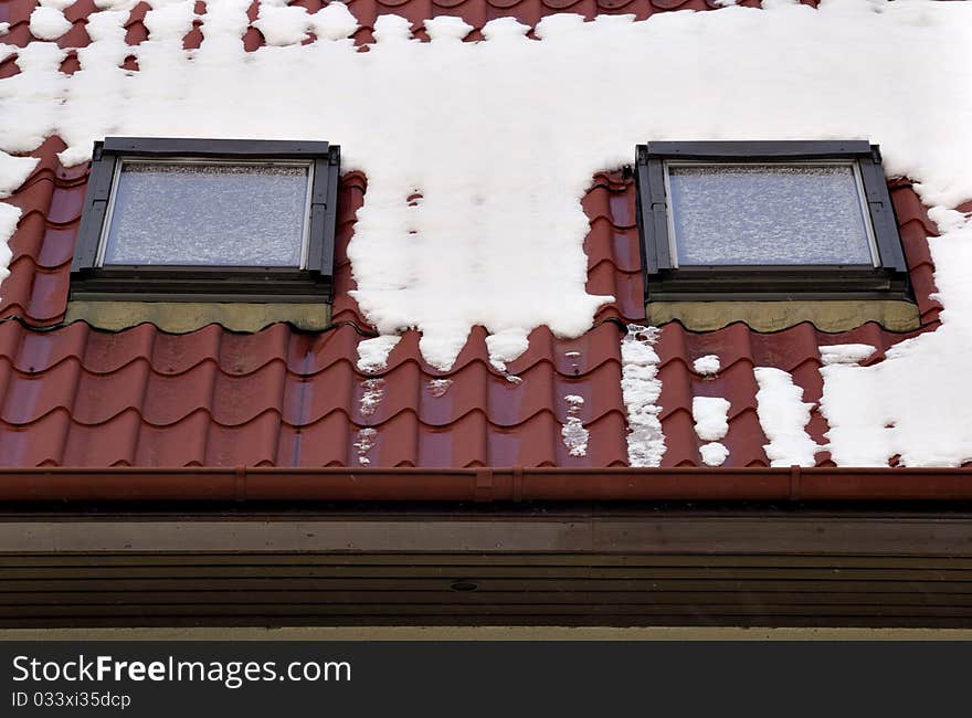 Roof covered by snow