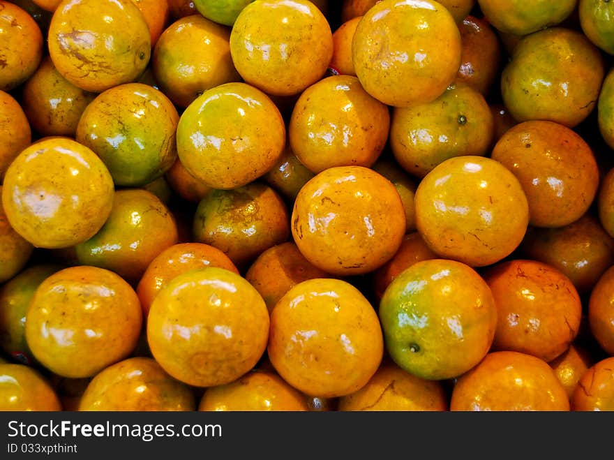 Fresh orange in market closeup background , Asia , Thailand