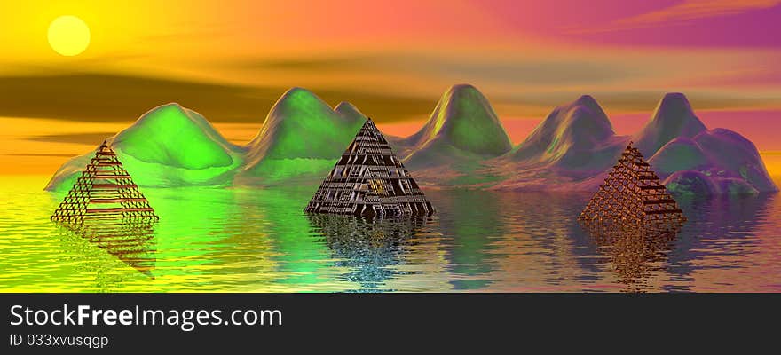 Mountain and colors and pyramids. Mountain and colors and pyramids