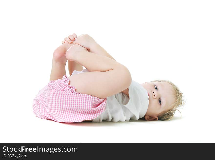 Cute child playing over white. Cute child playing over white