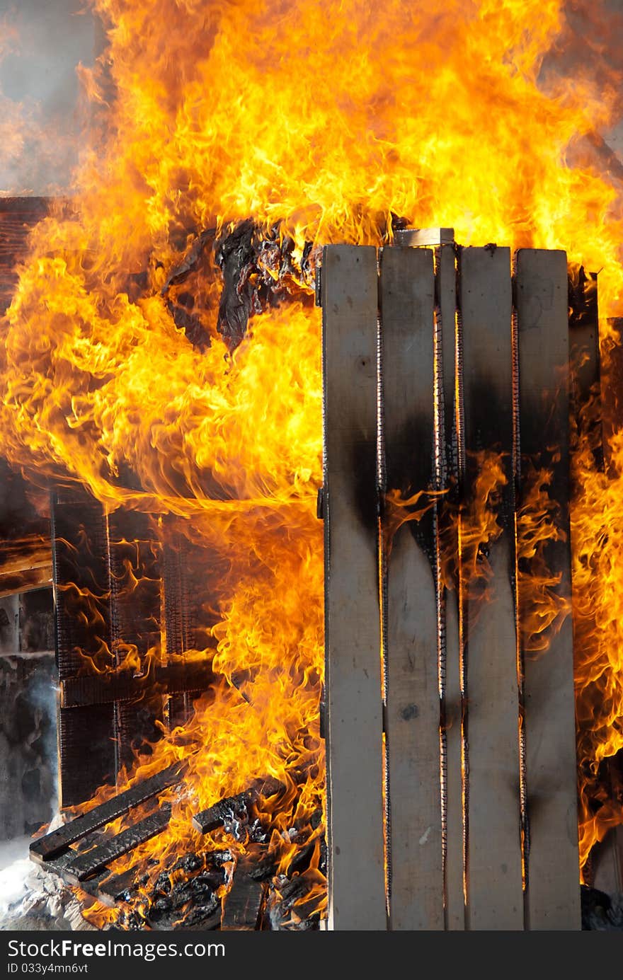 A controlled burn as part of fire training