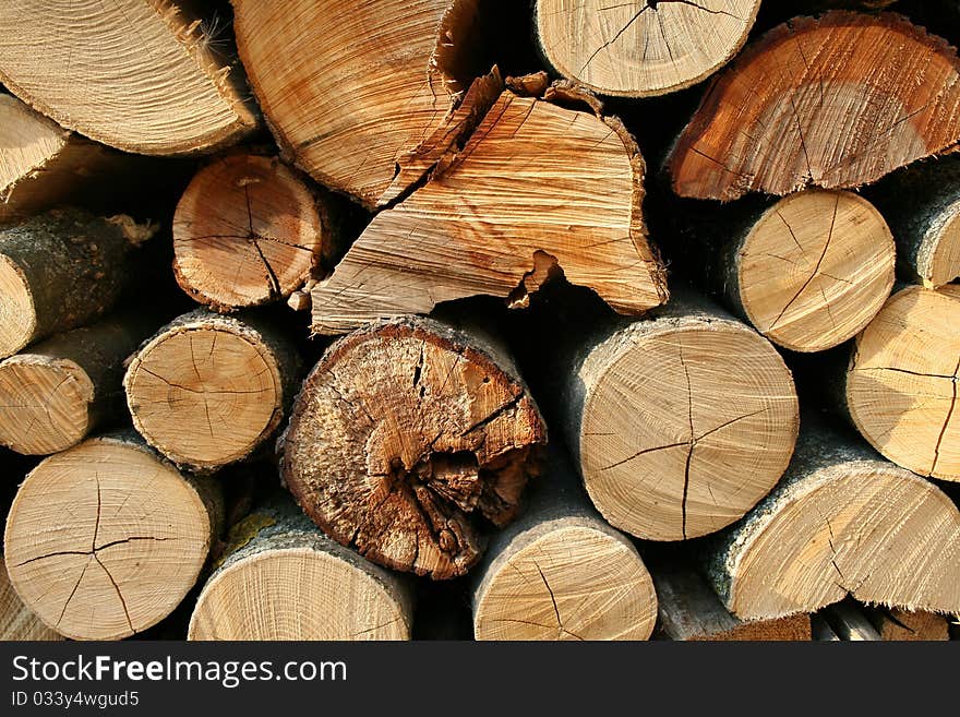 Stack of raw logs ready for transport. Stack of raw logs ready for transport