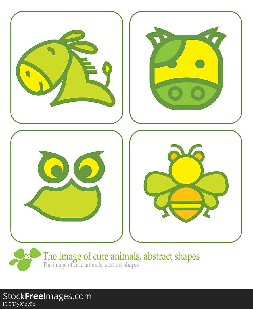 The image of cute animals, abstract shapes. The image of cute animals, abstract shapes