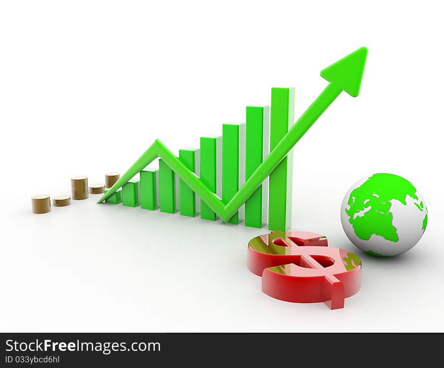 Business graph with chart in abstract background