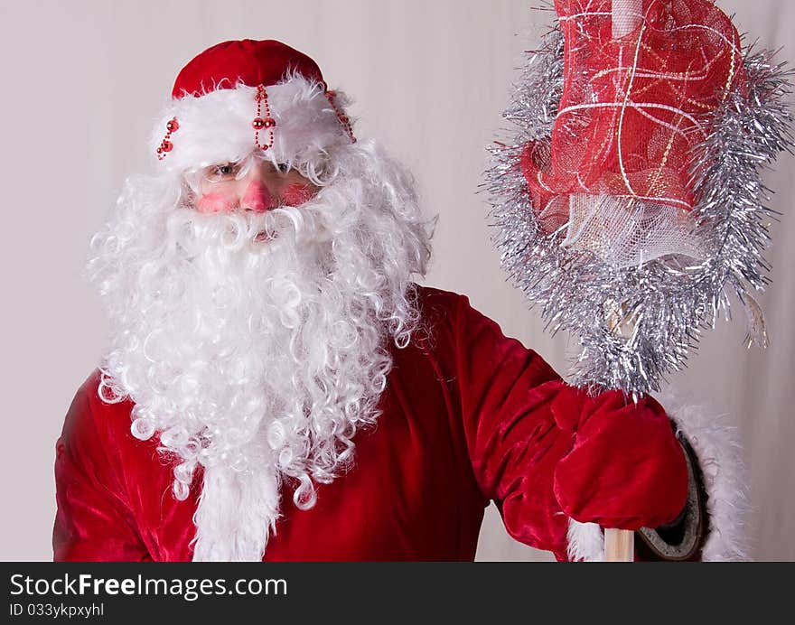 Santa Claus close up looking into camera