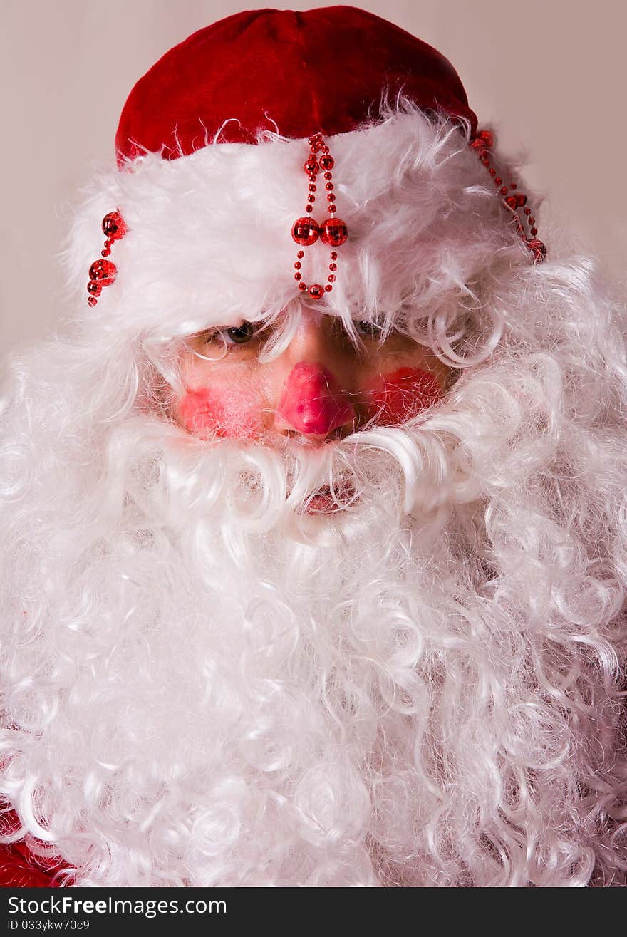 Santa Claus close up looking into camera