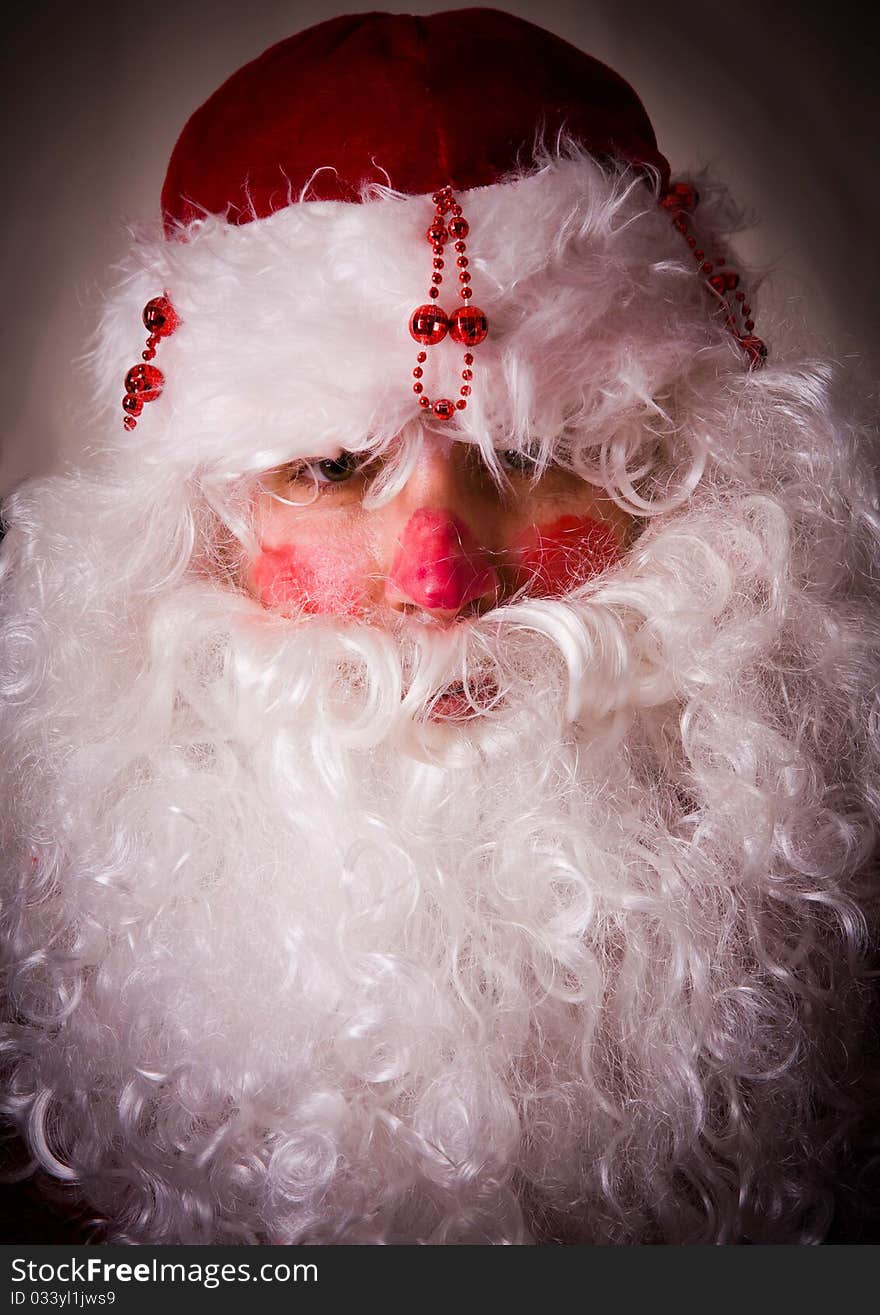 Santa Claus close up looking into camera