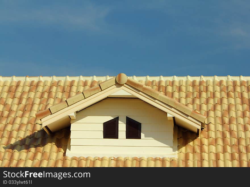 Roof Tile Pattern with blue sky