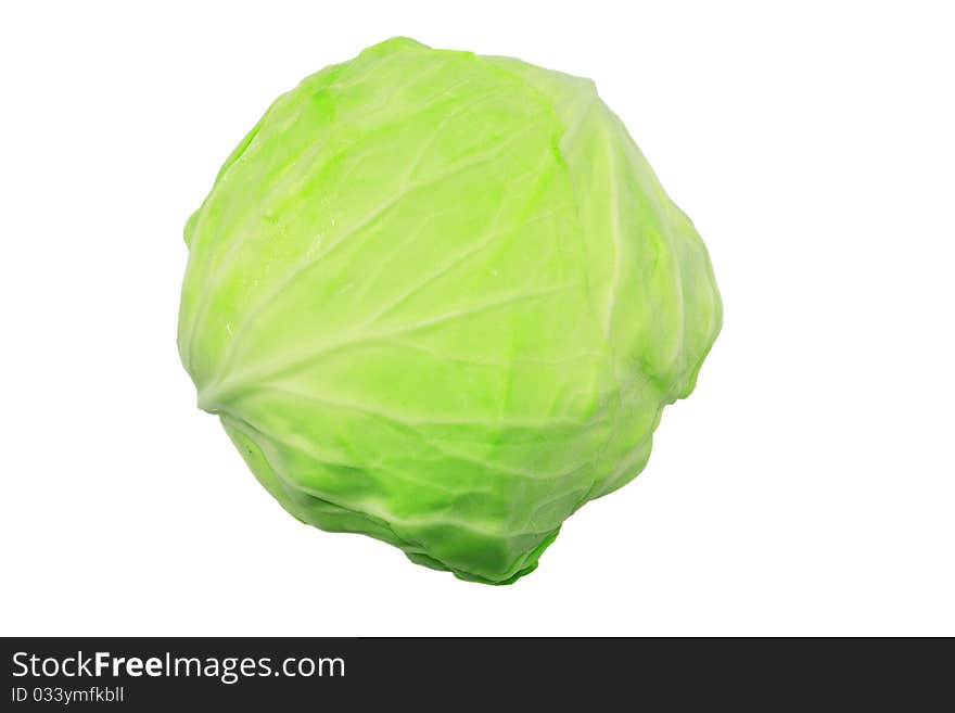 Green cabbage isolated on white background