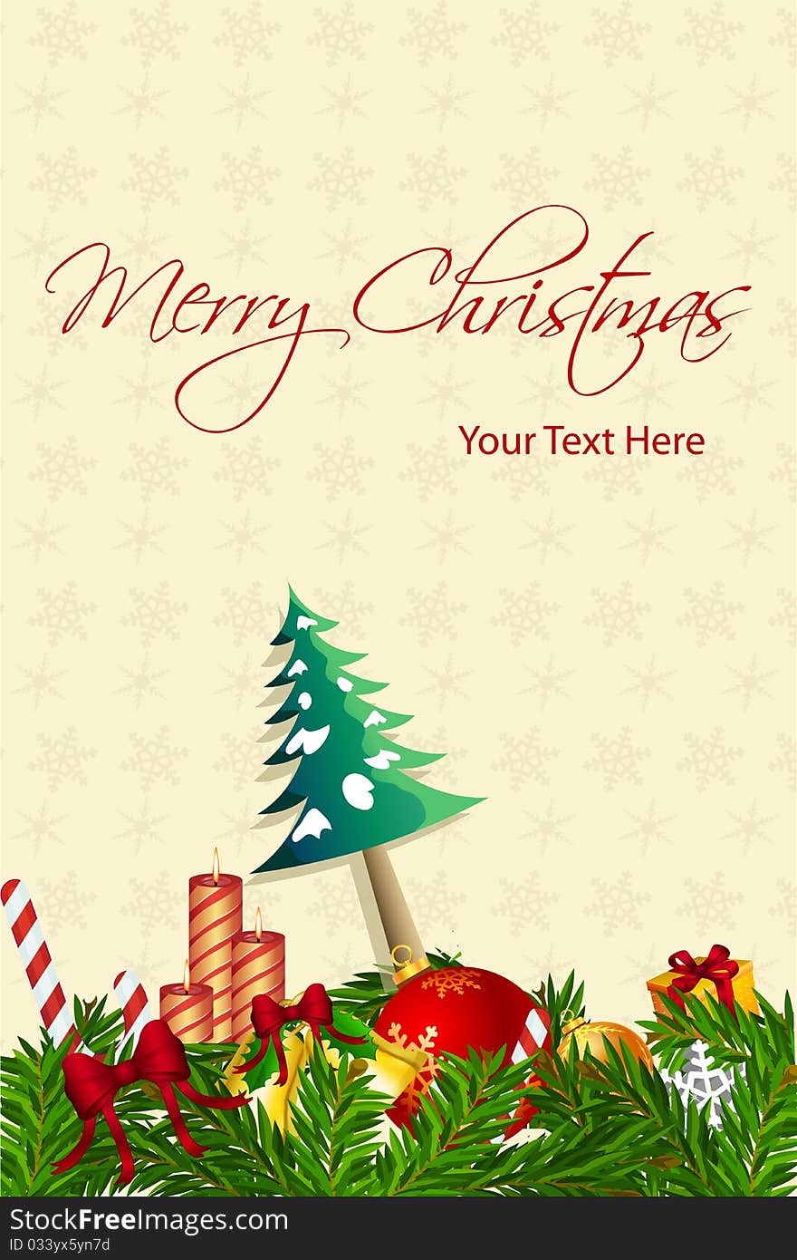 Illustration of happy christmas card on white background