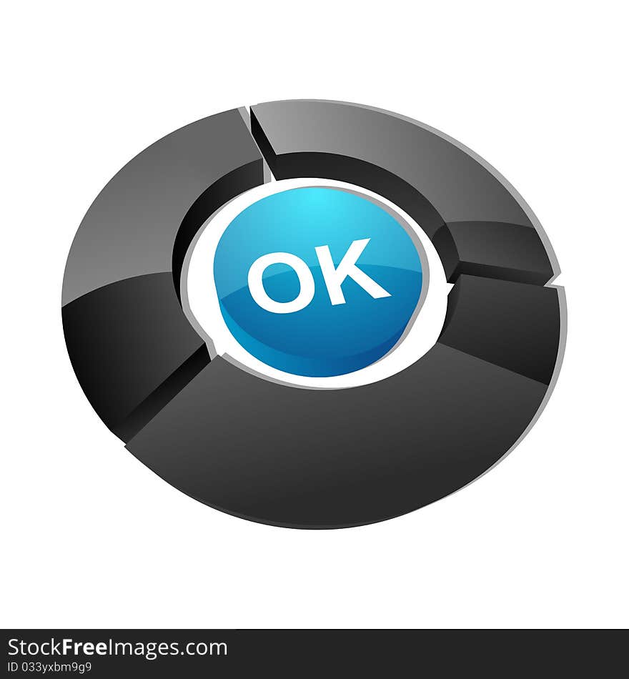 Illustration of ok button on white background