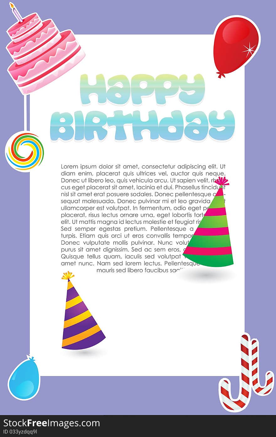 Illustration of sweet birthday card on white background. Illustration of sweet birthday card on white background