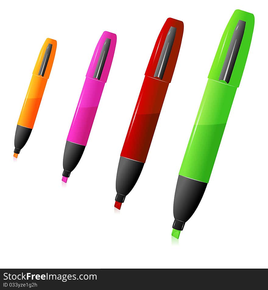 Illustration of colorful highlighter on white background