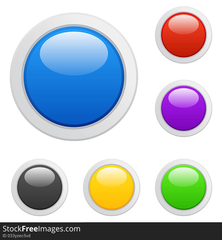 Illustration of multicolored buttons on white background