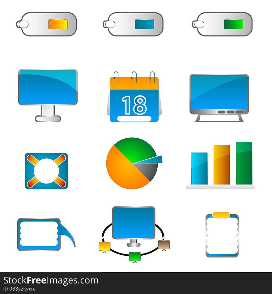 Illustration of business icons on white background