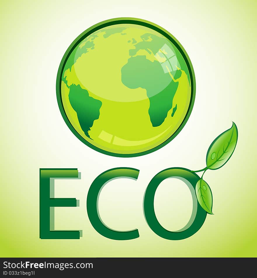 Illustration of eco globe with isolated background