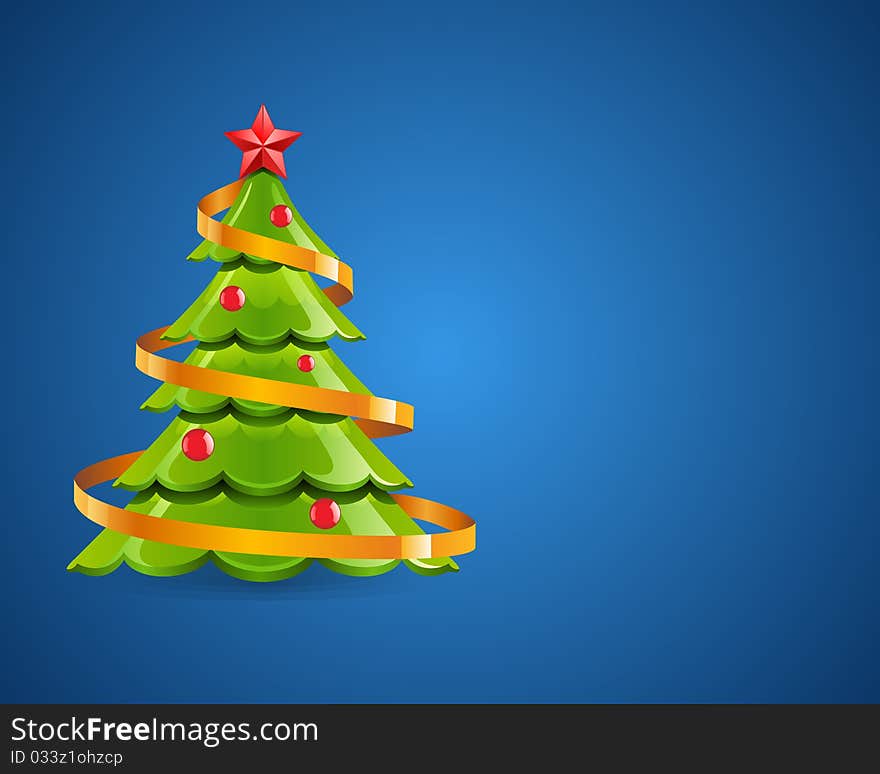 Christmas glossy tree with red star