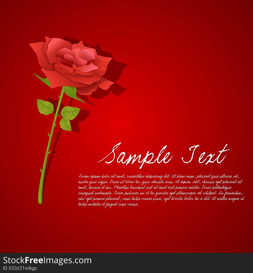 Illustration of valentine card with rose