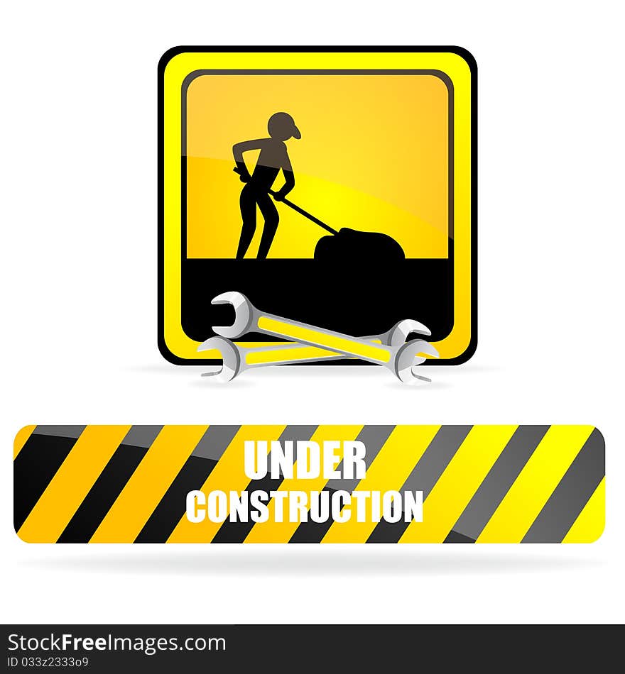 Illustration of under construction on isolated background