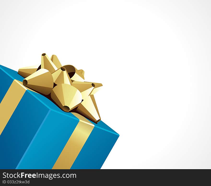 Blue gift with gold bow