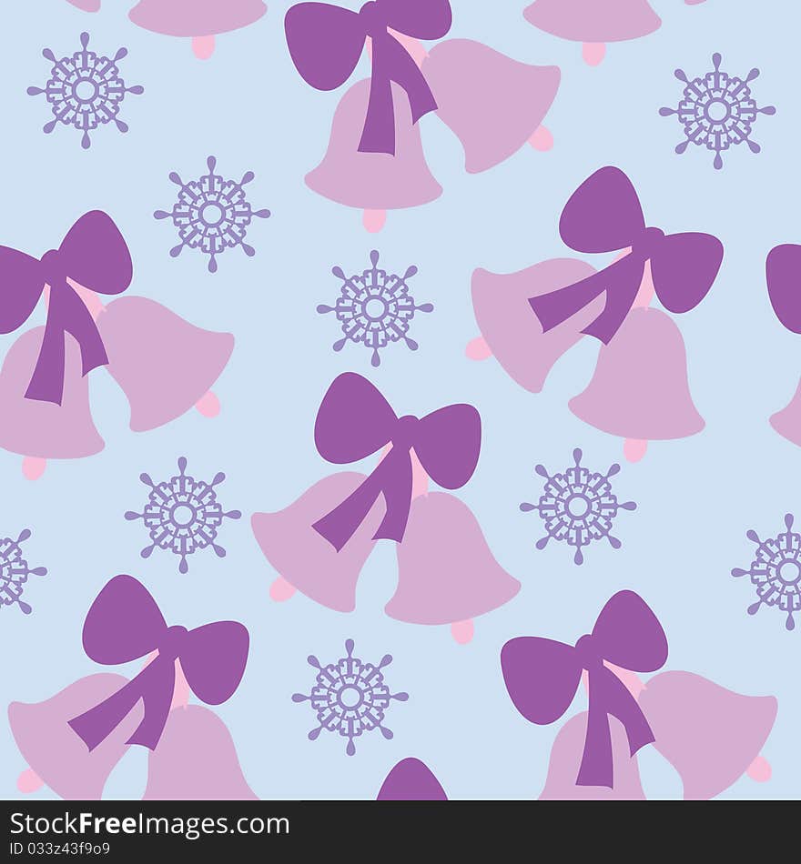 Jingle bells seamless pattern with snowflakes