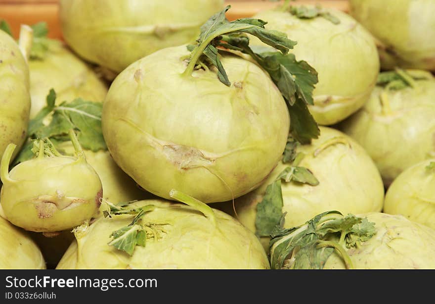 Fresh green turnip-rooted cabbage. Fresh green turnip-rooted cabbage