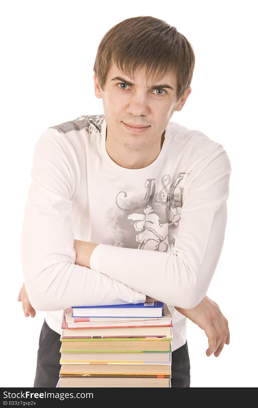 Young boy reading a book