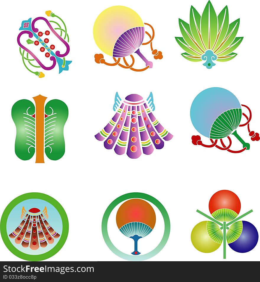 A traditional family crest fan of Japan is designed full-color. A traditional family crest fan of Japan is designed full-color.