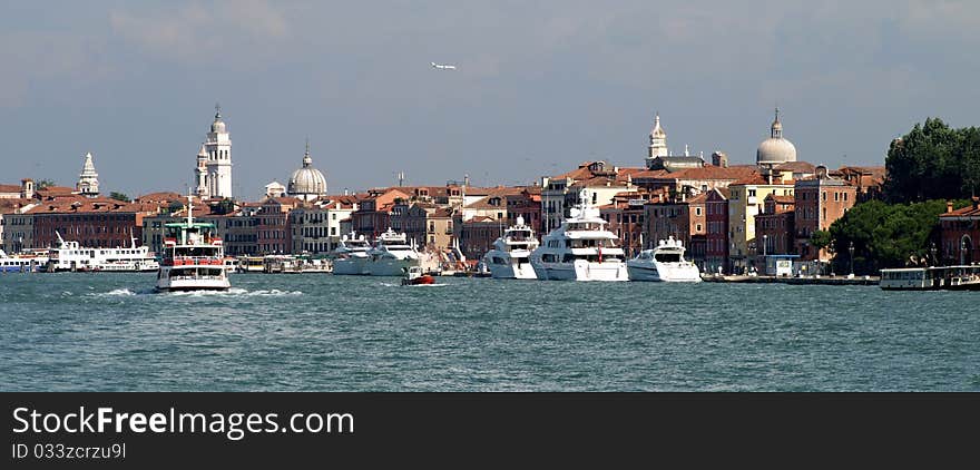 Yachts and aircraft in Venice