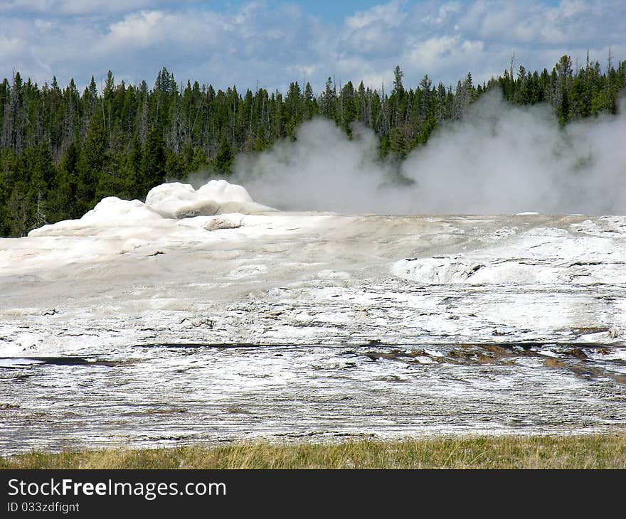 The Famous Old Faithful Geyser in Yellowstone National Park. The Famous Old Faithful Geyser in Yellowstone National Park