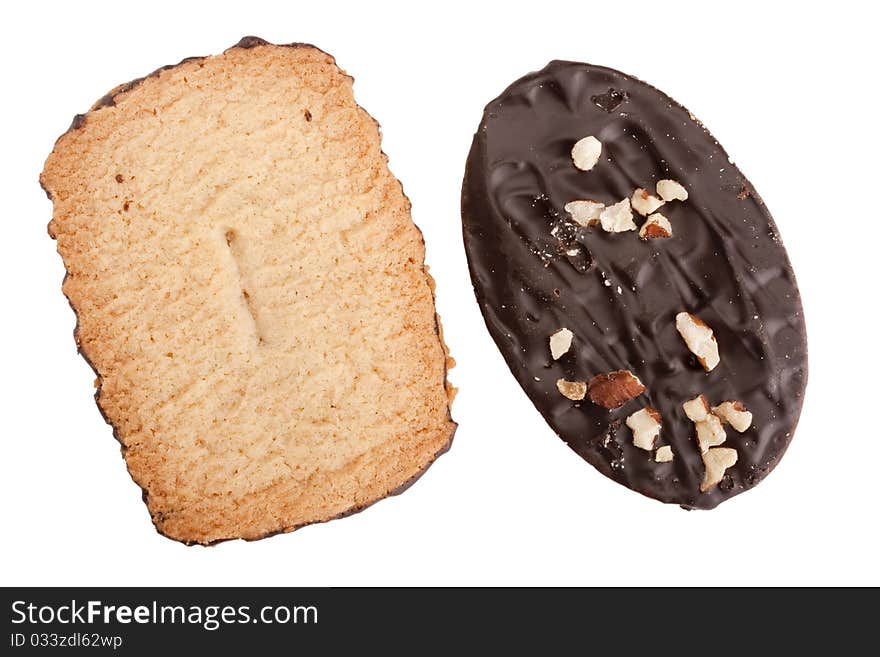 Biscuit dough with chocolate on a white background. Biscuit dough with chocolate on a white background.