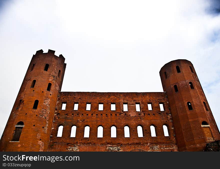 Detail of Porte Palatine in Turin - Italy. Roman empire. Detail of Porte Palatine in Turin - Italy. Roman empire.