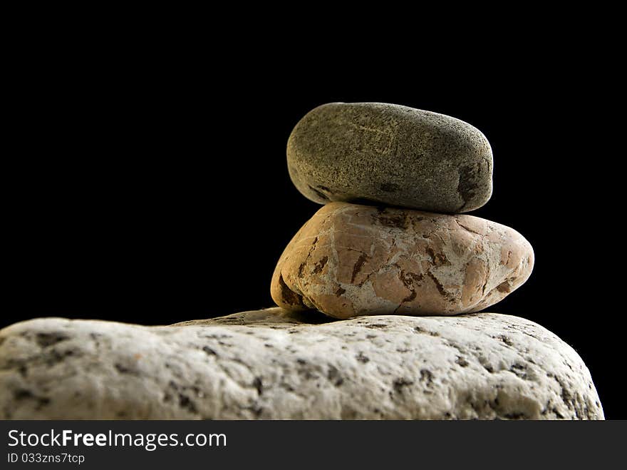 Stones in study, with black background. Stones in study, with black background