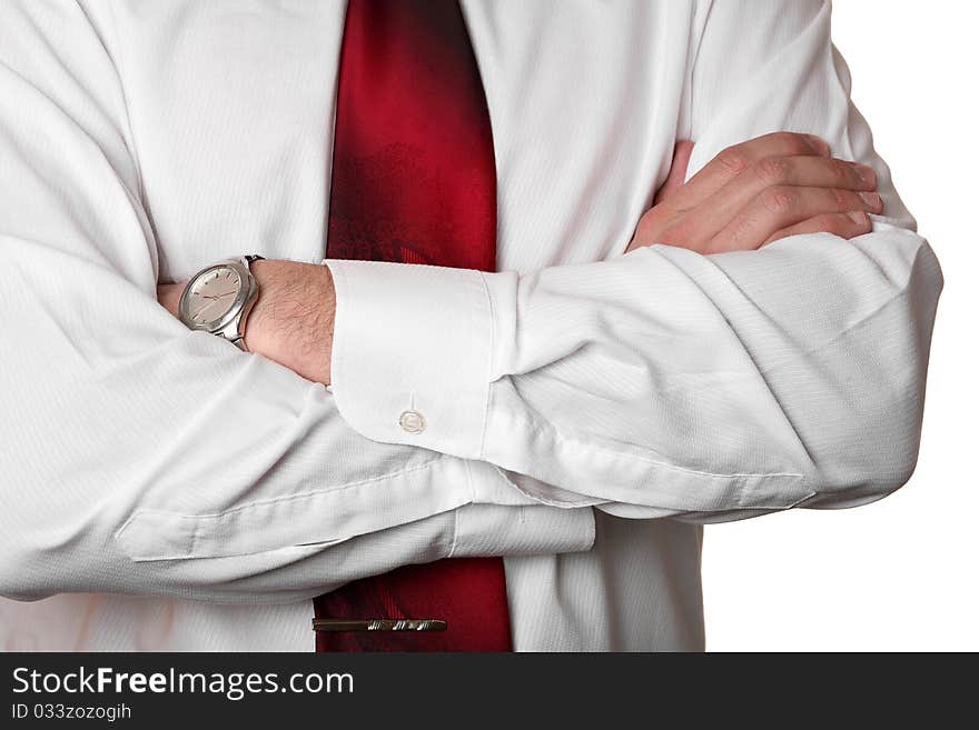 Businessman suit detail, isolated on white