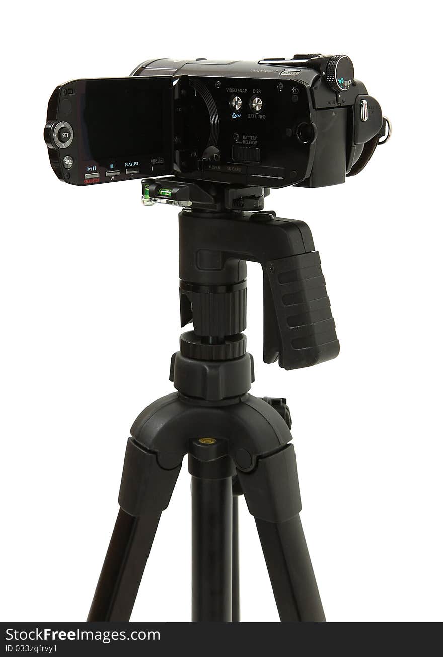 Open HD Camcorder On Tripod