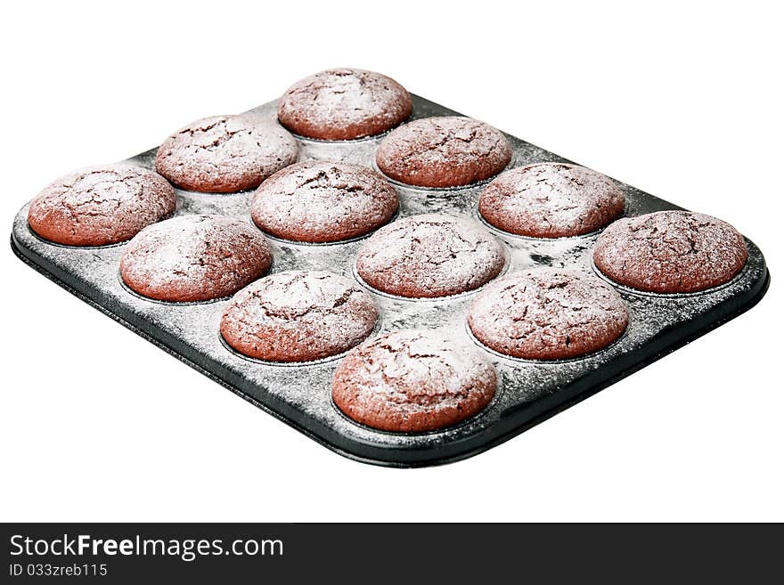 Chocolate Muffins In Baking Tray