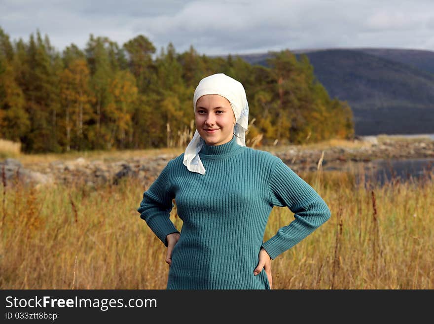 A girl in a headscarf