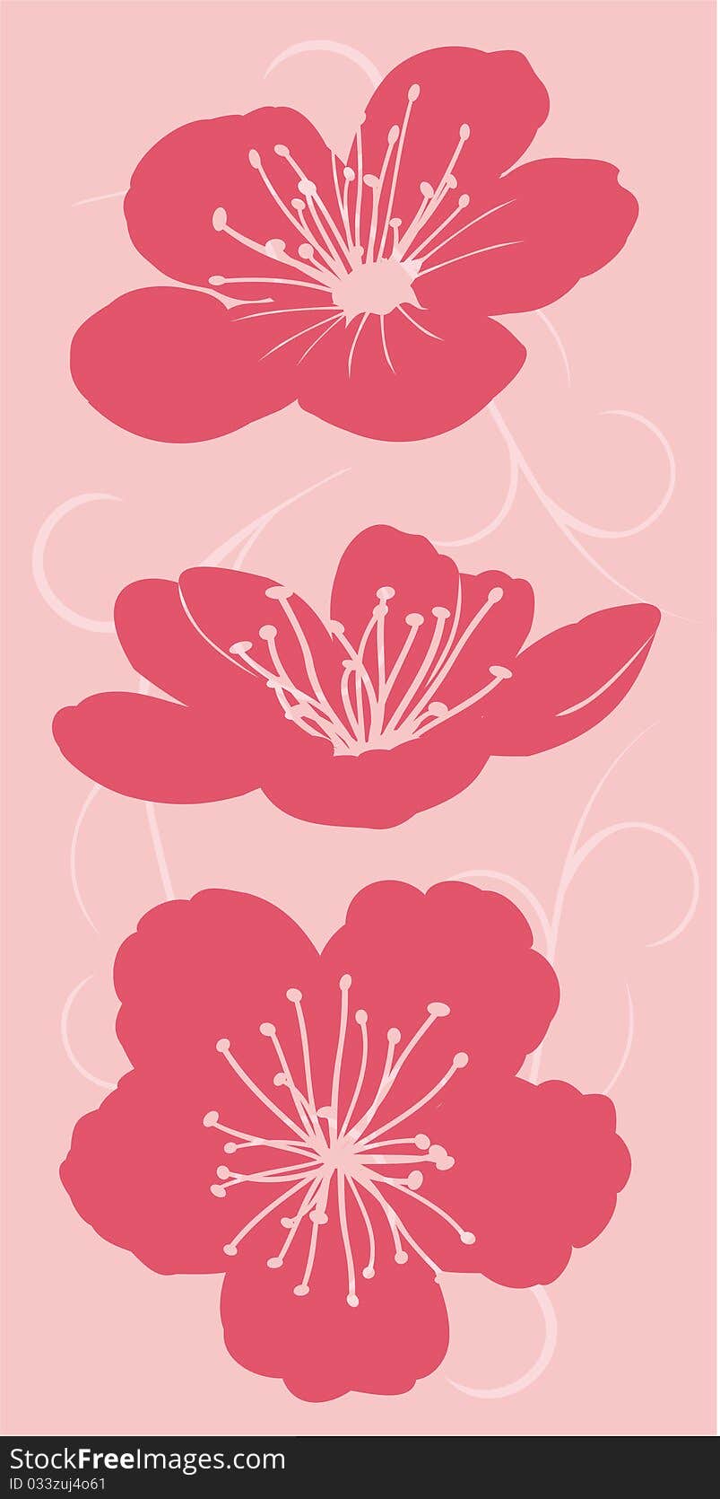 Floral decor as silhouettes of flowers on a pink background. Floral decor as silhouettes of flowers on a pink background