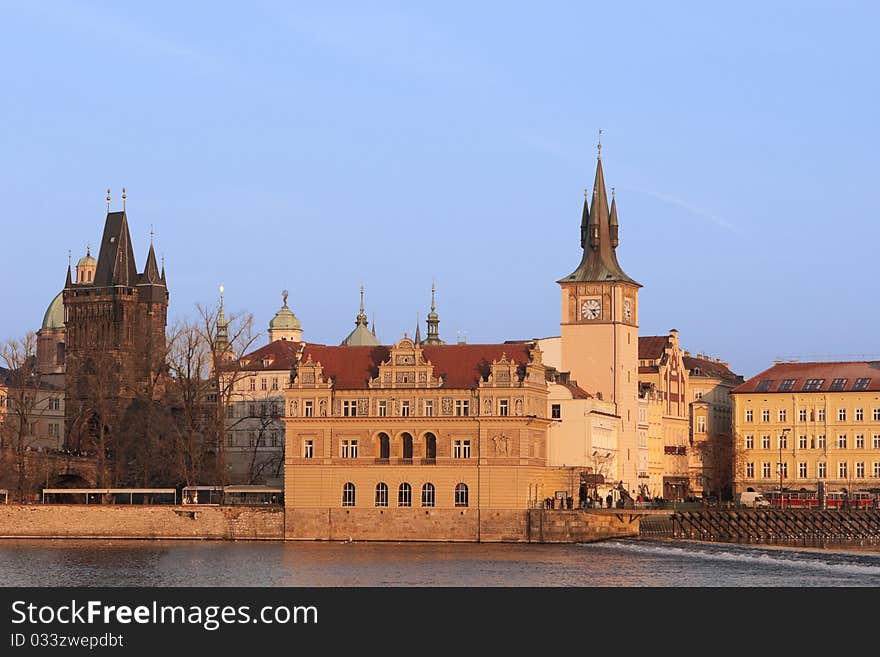 View on the Prague at sunset, Czech Republic, Europe.