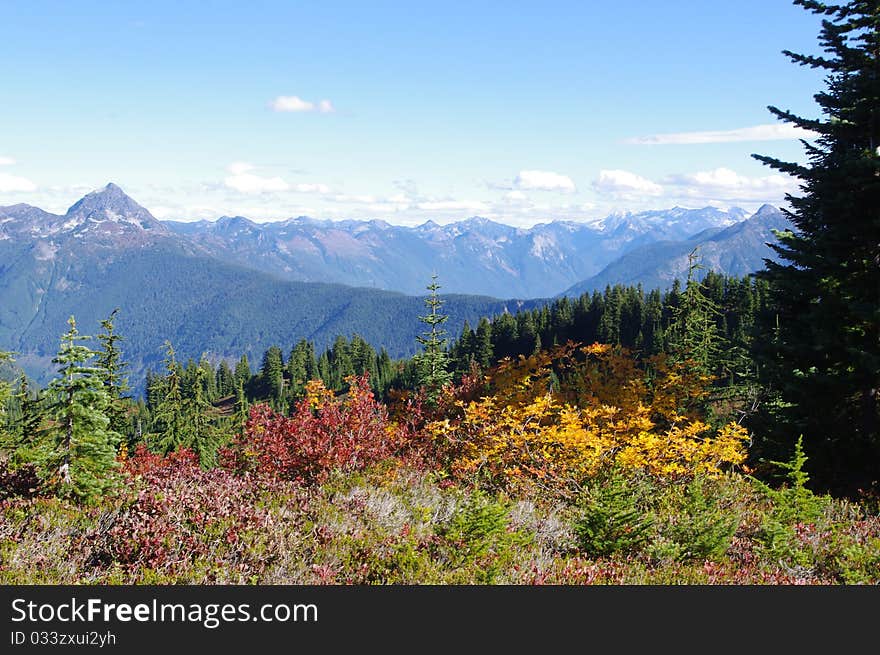 Mountain panorama in the fall