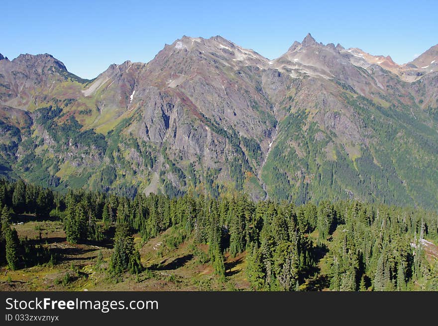 Mountain panorama in the fall