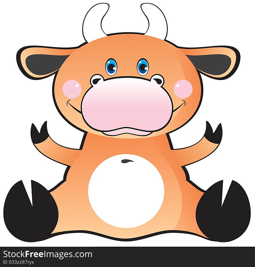 A bull on a white background