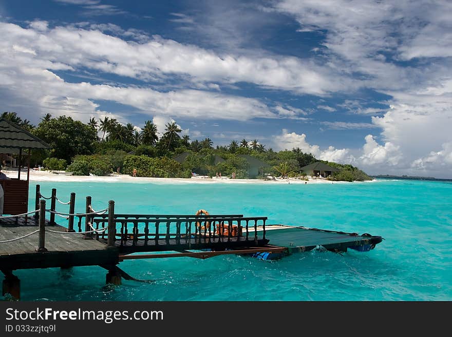 Seaside of resort on maldivian island. Seaside of resort on maldivian island