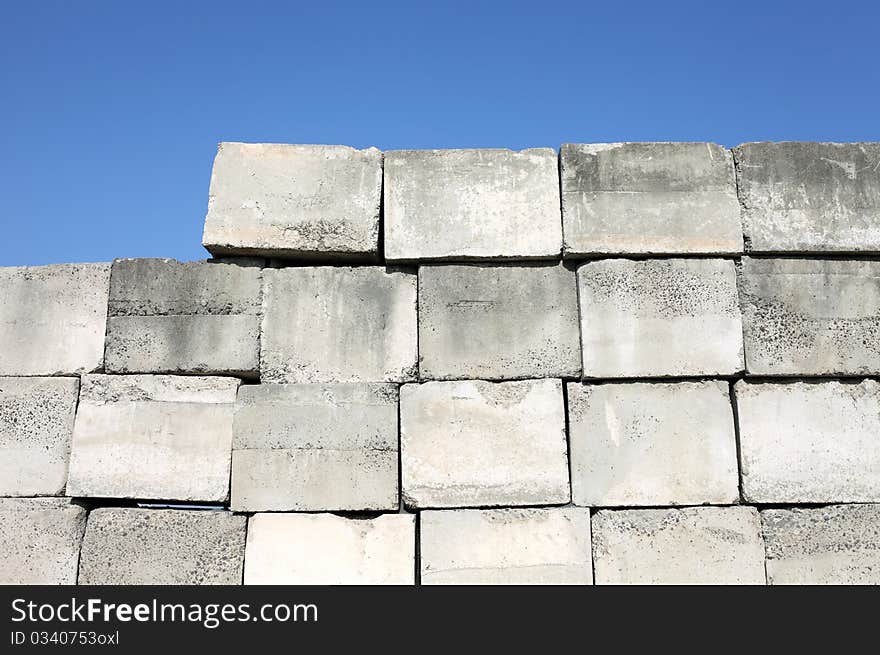 Concrete blocks and blue sky